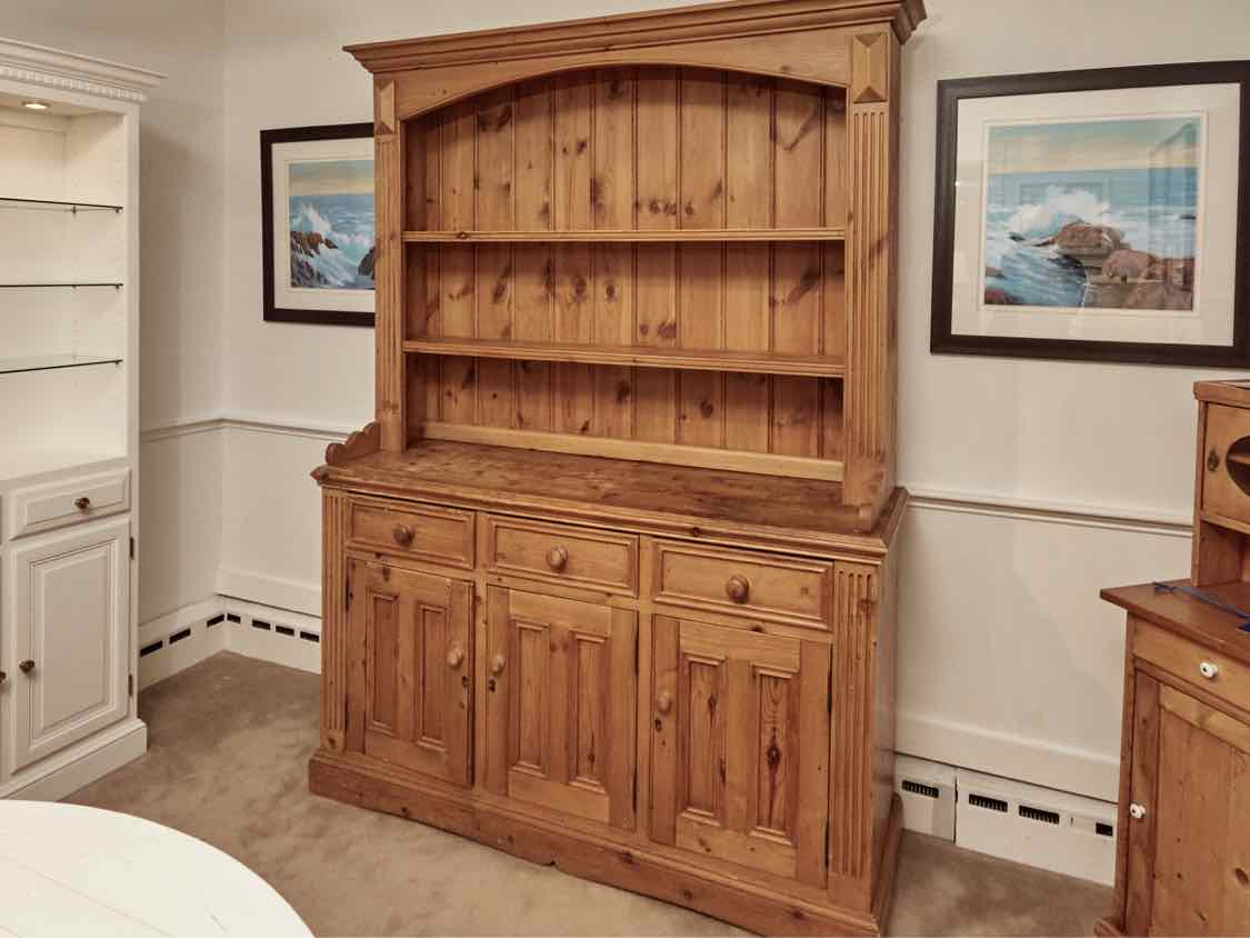 Dillon & Co.English Pine Open Hutch with 2 Shelves  & Fluted Sides