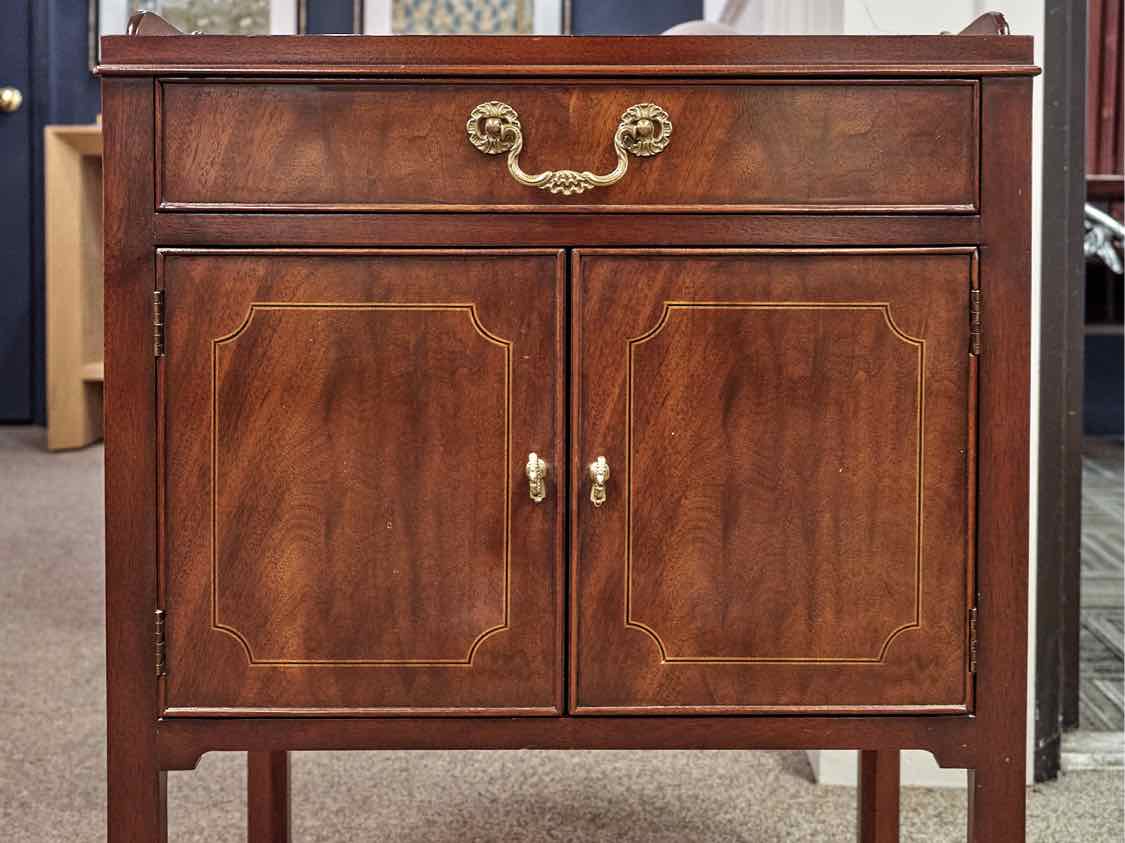 Pair of Baker Mahogany Nightstand W/ Galley