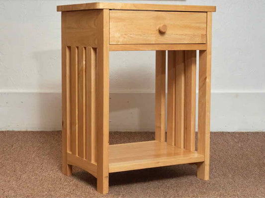 Pair Of Mission Style  Natural Maple 1 Drawer& Shelf Nightstands