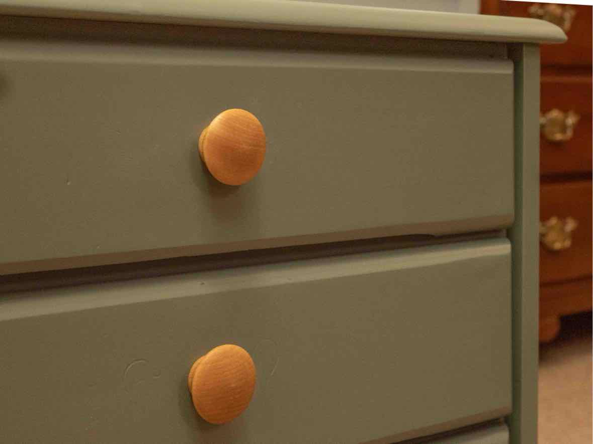 Pair of Eucalptus Green Finish 3 Drawer Nightstands