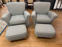 Sherrill Furniture Pair of Arm Chairs w/ Ottomans