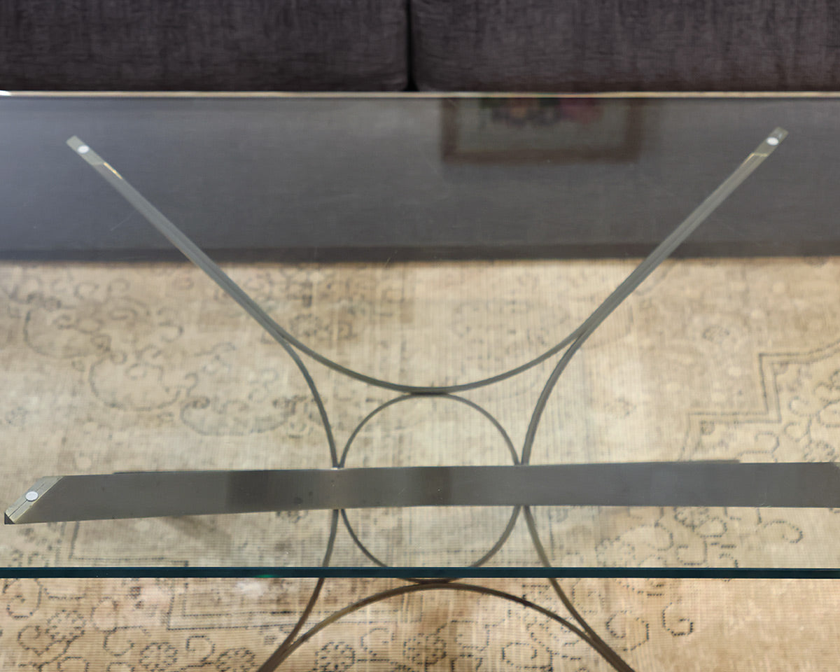 Roger Sprunger Glass and Bronze Cocktail Table