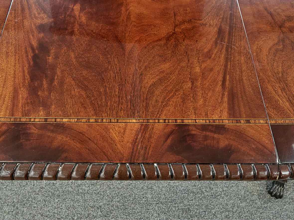 Double Pedestal Inlaid Mahogany Oval Dining Table