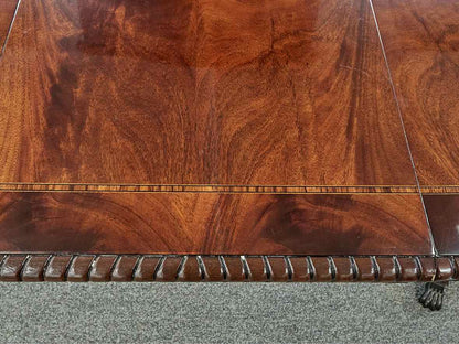 Double Pedestal Inlaid Mahogany Oval Dining Table