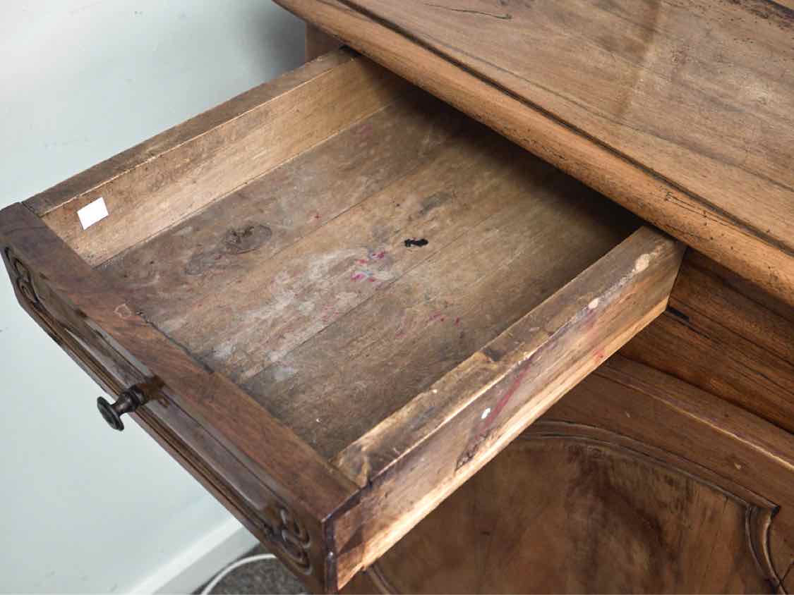 Antique Elm 2 Door Sideboard with 2 Small Drawers from France