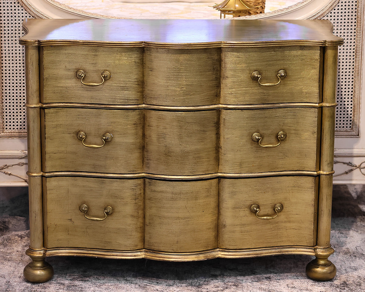 Ethan Allen Serpentine Accent Chest in Gold Leaf Finish