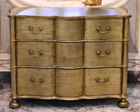 Ethan Allen Serpentine Accent Chest in Gold Leaf Finish