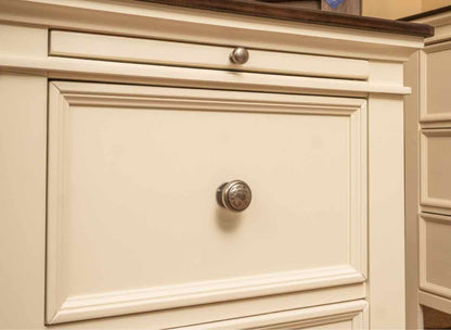 Ashley Furniture Cream Finish 2 Drawer Nightstand with Pull-Out Shelf