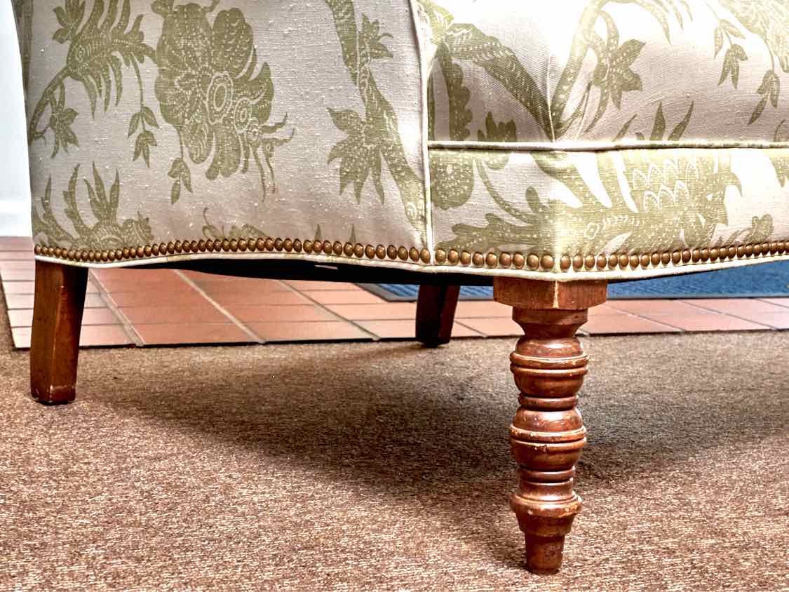 Upholstered Accent Chair In Cream & Chartreuse Design & Nailhead Trim