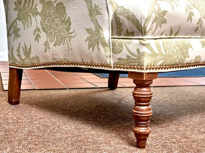 Upholstered Accent Chair In Cream & Chartreuse Design & Nailhead Trim