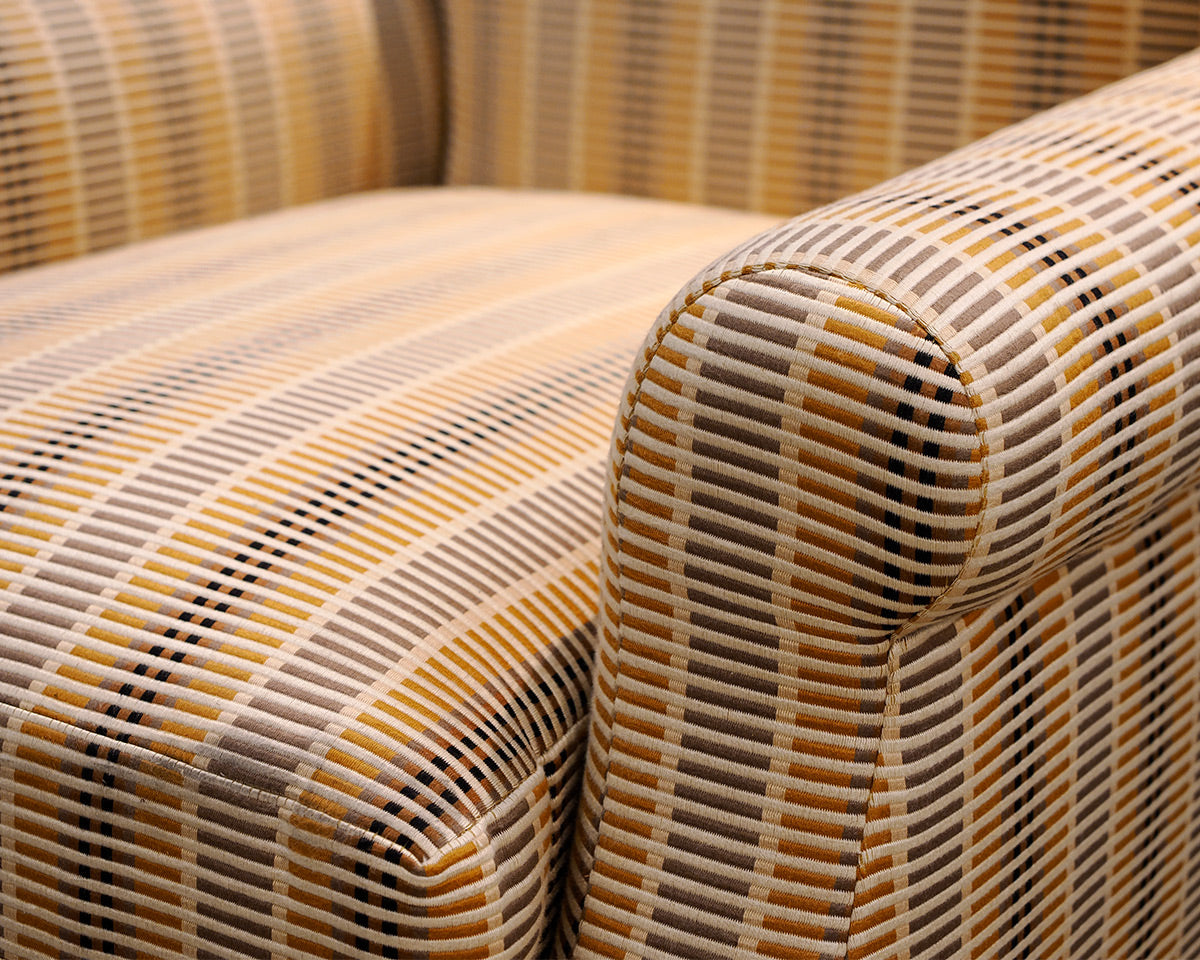 Gold and Black Striped Club Chair