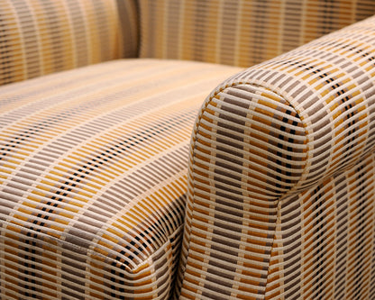 Gold and Black Striped Club Chair