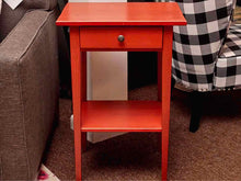 Red Finish Side Table with 1 Drawer & Shelf