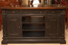 Distressed Black Finish 3 Drawer 2 Door Open 3 Shelf  Sideboard