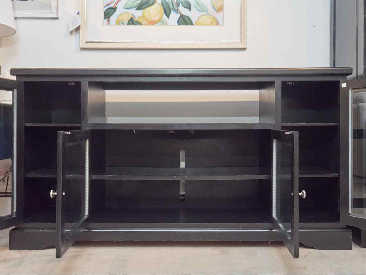 Black Finish 4 Glass Doors 490.00 Media Furniture