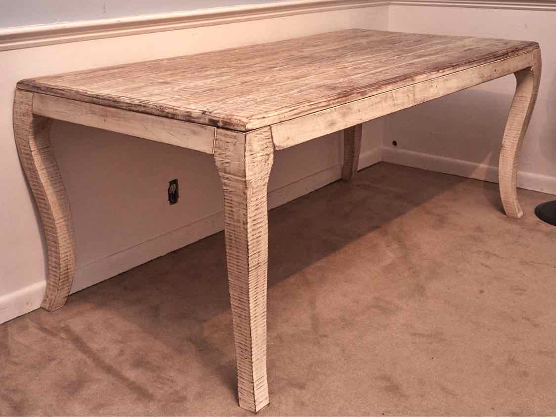 Solid Acadia Wood In White Washed Finish Dining Table
