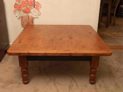 Rustic Pine Cocktail Table With Turned Legs