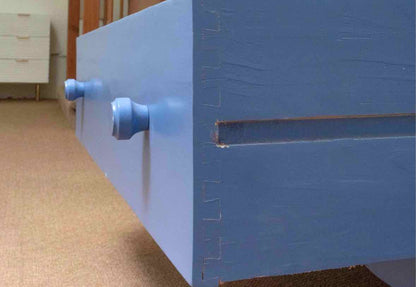 'Periwinkle Blue'  Finish 3 DrawerWith Attached Mirror & Towel Rack Dresser