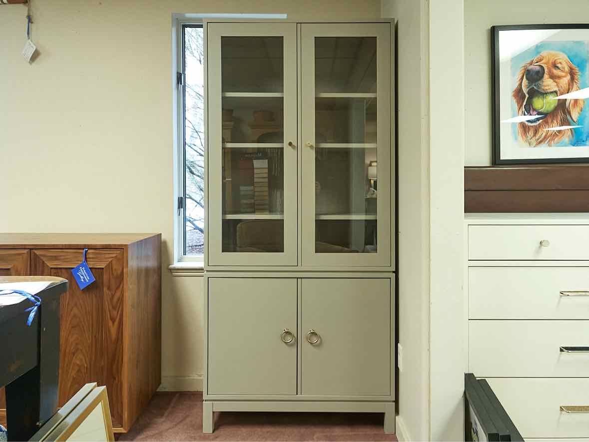 Gat Creek Tomlin Glass Cabinet in Hand-Glazed Light Rain Finish