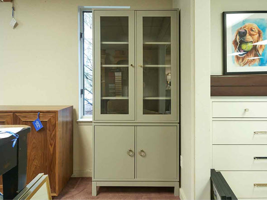 Gat Creek Tomlin Glass Cabinet in Hand-Glazed Light Rain Finish