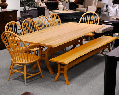 Pompanoosuc Mills Ash Live Edge Table, Benchl & Chair Set