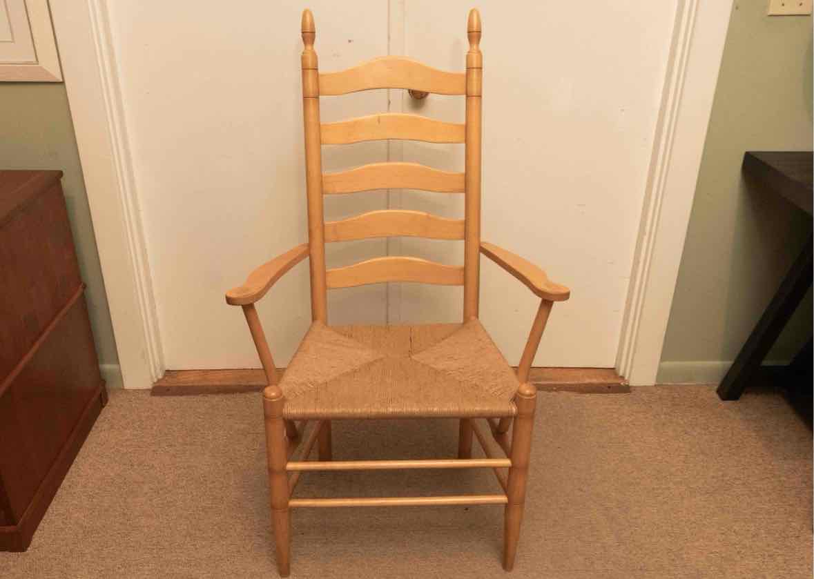Set Of 8 Ash Ladder Back Rush  Seats Dining Chairs