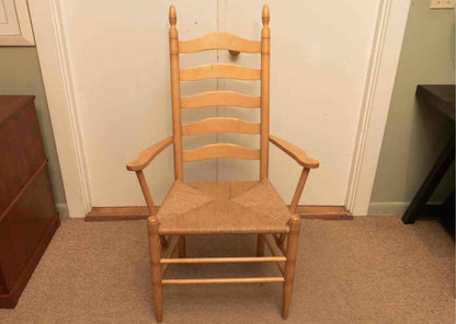 Set Of 8 Ash Ladder Back Rush  Seats Dining Chairs