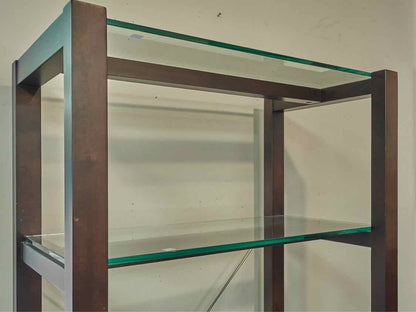 Crate & Barrel Bookcase in Espresso Finish, Metal and Glass