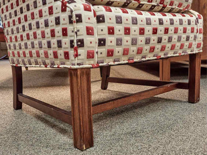 Custom Upholstered Wing Chair W/ Wooden Legs