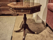 Ethan Allen Flamed Mahogany Inlay Wood Accents  2 Drawer  Accent Table