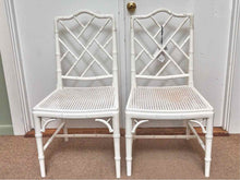 Pair of Bamboo & Cain Seat Arctic White Finish Dining Chairs