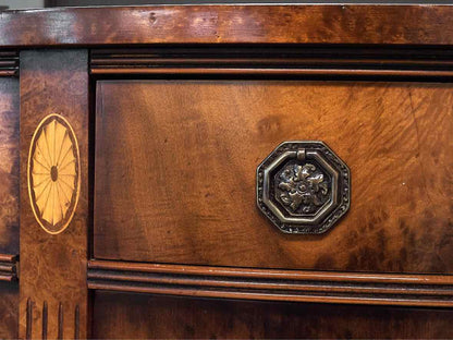 Southampton Banded Mahogany Demilune Accent Chest with Burlwood Inlay