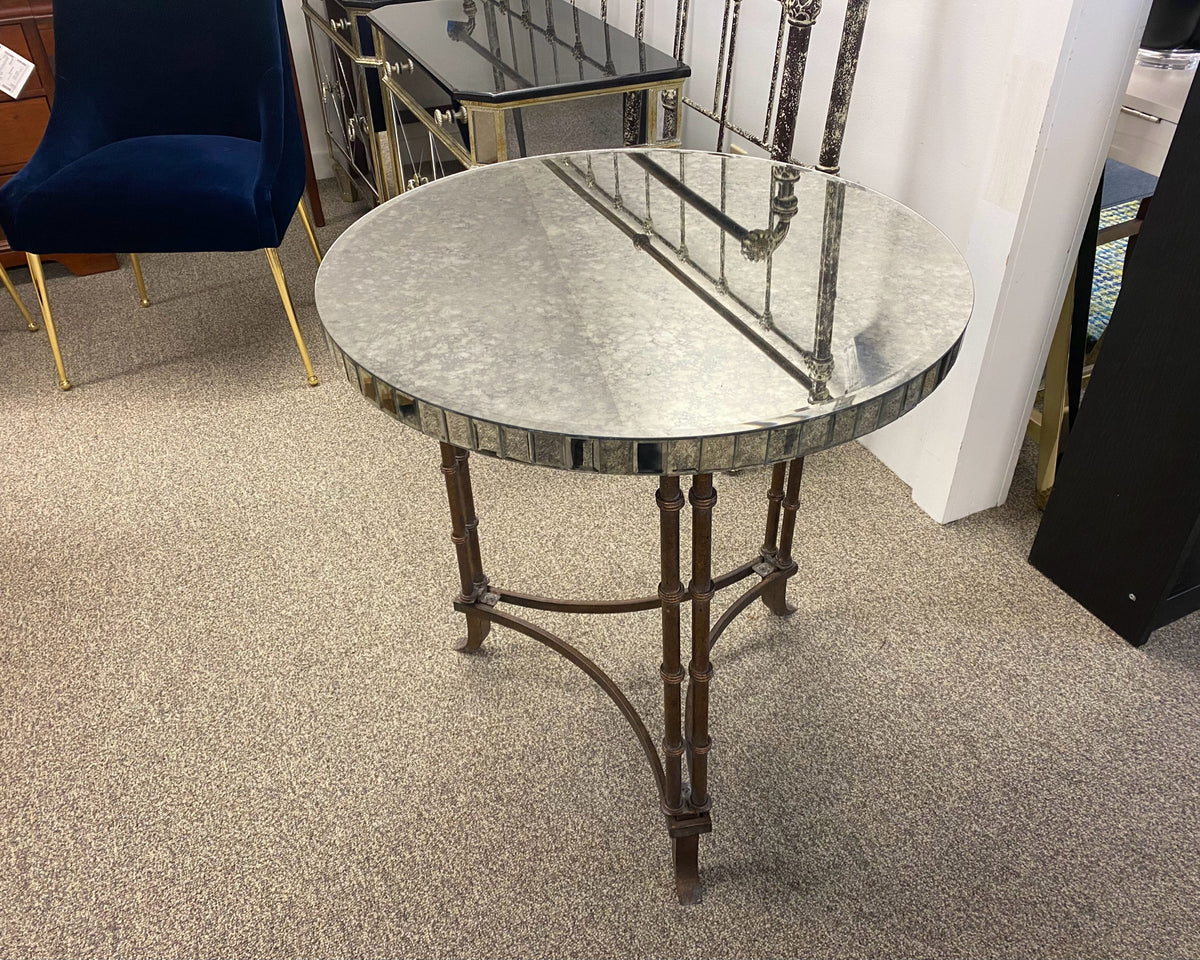 Wisteria Venetian Bamboo Side Table with Mirrored Top