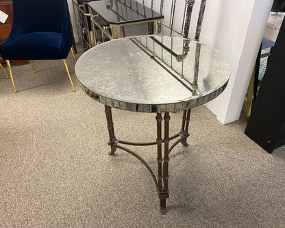 Wisteria Venetian Bamboo Side Table with Mirrored Top