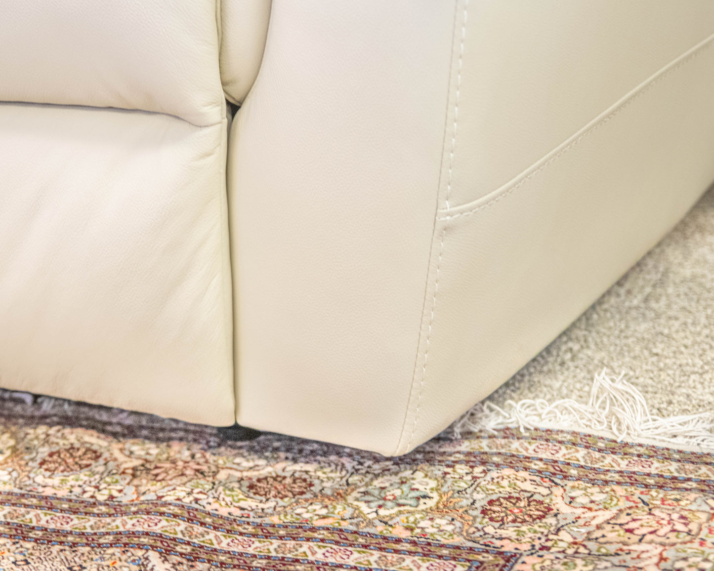 Violino Cream Leather Dual Powered Reclining Wallhugger Loveseat