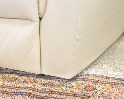 Violino Cream Leather Dual Powered Reclining Wallhugger Loveseat