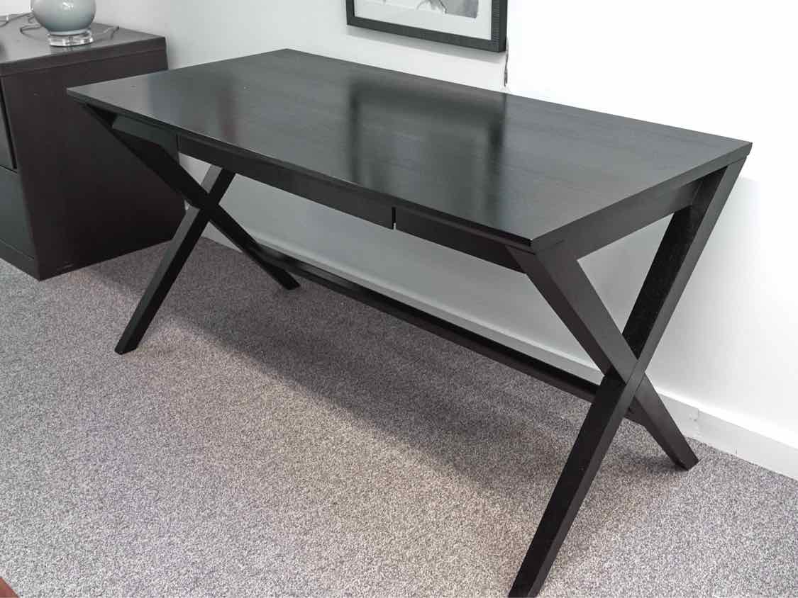 Crate & Barrel Black Finish Desk with X Legs