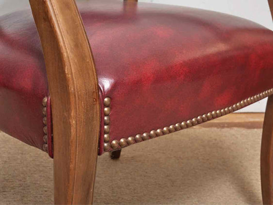 Burgundy Bonded Leather Nail Head Trim Office Chair