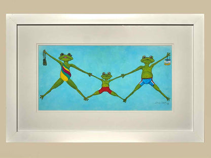 'Summer Splash IV' White Frame Double Matted Watercolor Print