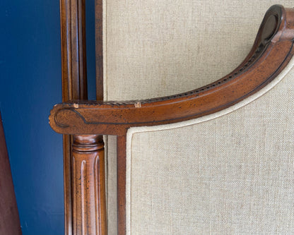 King Wheat Upholstered Wood Trim Bed with Fluted Columns