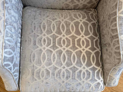 Jofran Pair of 'Quinn' Wing Chairs in Geometric Silver Fabric