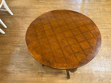 Round Mahogany Inlaid Top Side Table