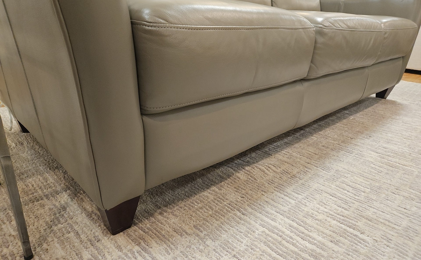 Macy's Light Grey Leather Sofa