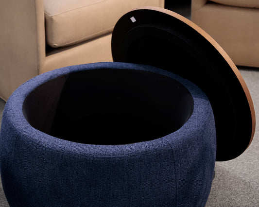 Pair of Navy Storage Ottomans