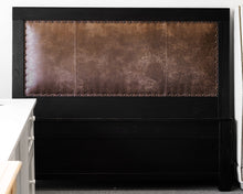Arhaus Queen Distressed Storage Bed Frame With Leather Detailing