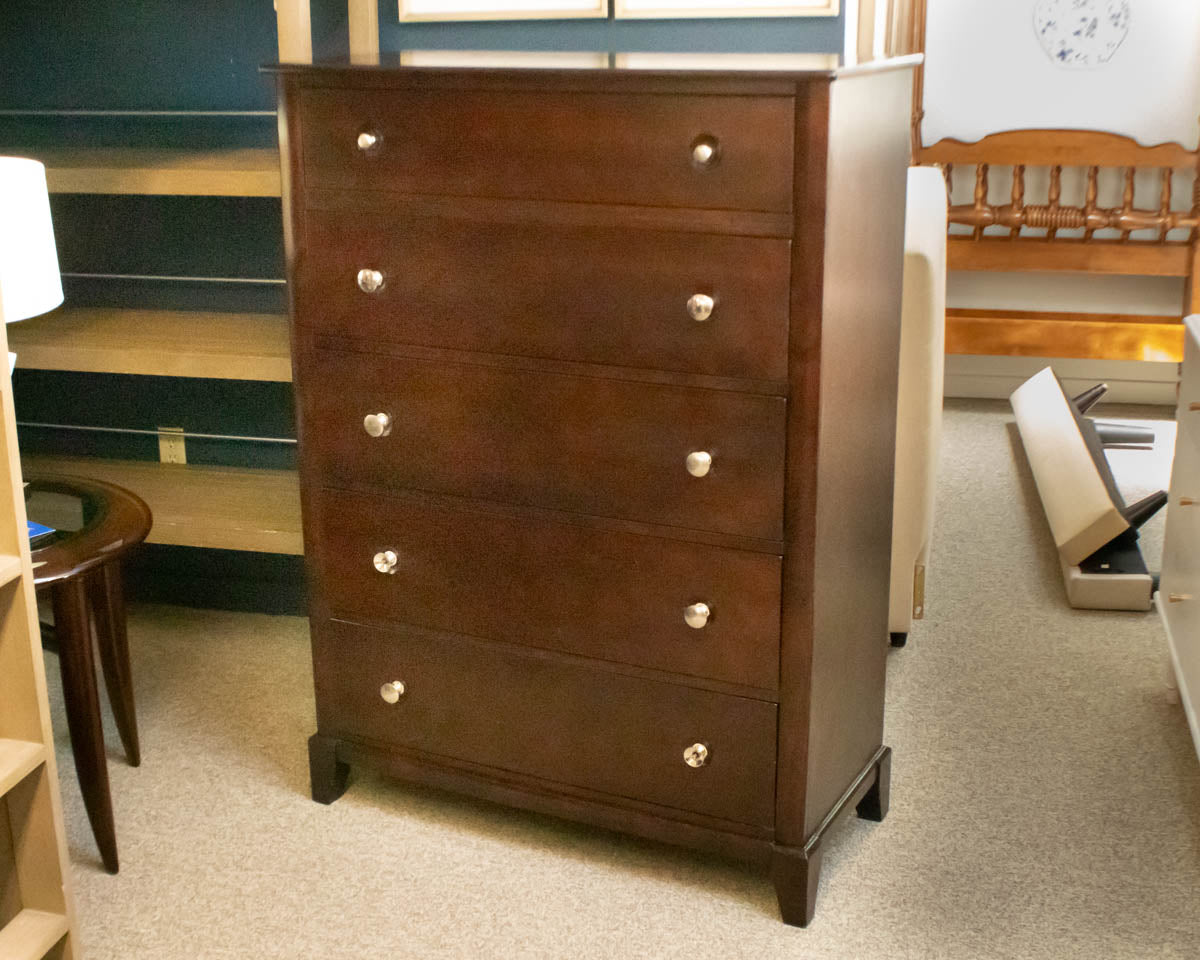 Birch with Mahogany Finish 5 Drawer Chest