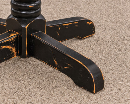 Maple Black Finish Distressed Drop Leaf Pedestal Table