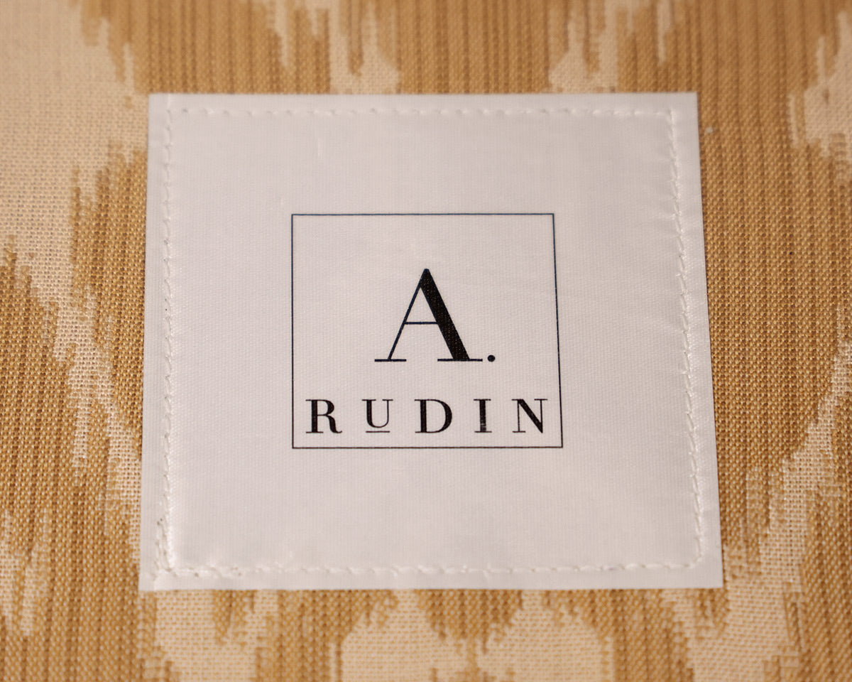 A. Rudin No. 636 Gold Damask Arm Accent Chair