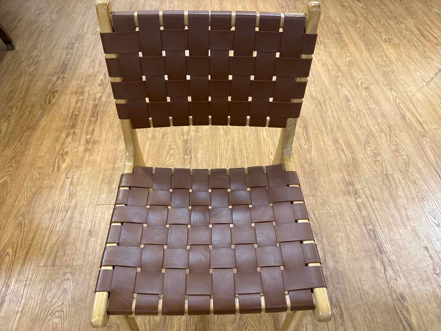 Pair Of Hati Home Woven Leather Oak Dining Chairs