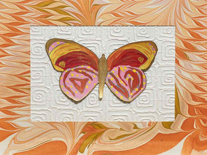 "Flight Pattern II" Handpainted Butterfly in Silver Shaddowbox Frame